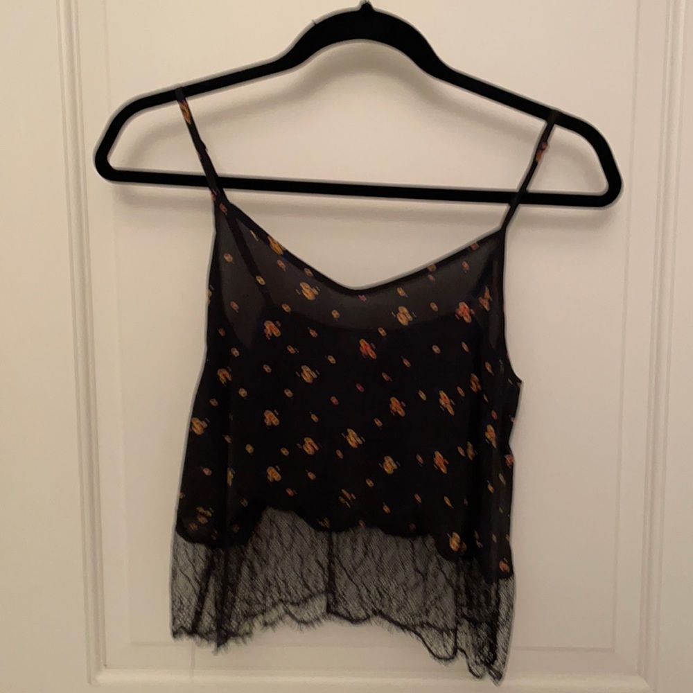Wilfred Free Black Silk Cami w/Lace Size XS